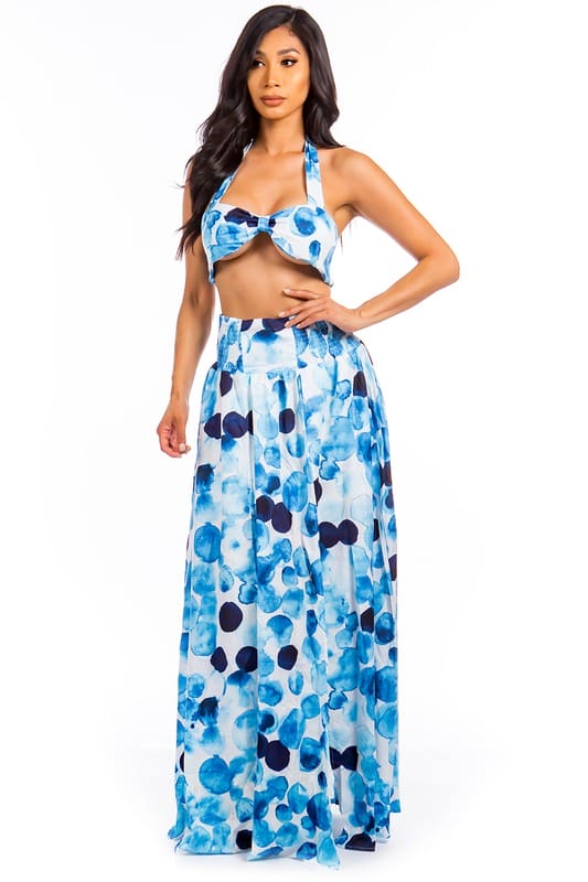 SEXY SUMMER TWO PIECE DRESS SET BLUE by By Claude | Fleurcouture