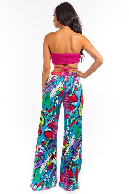 SEXY SUMMER TWO PIECE PANT SET FUCHSIA by By Claude | Fleurcouture