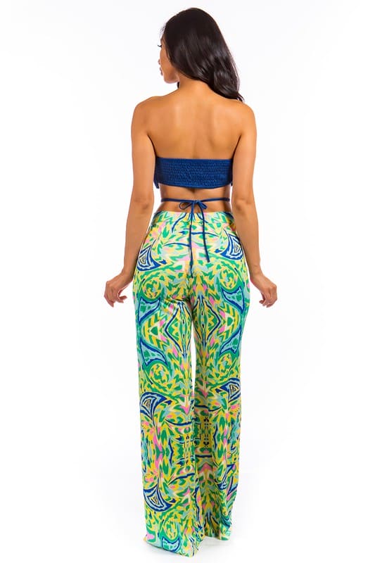 SEXY SUMMER TWO PIECE PANT SET NAVY MULTI by By Claude | Fleurcouture