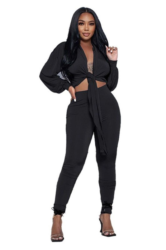 SEXY TWO PIECE PANT SET BLACK L by By Claude | Fleurcouture