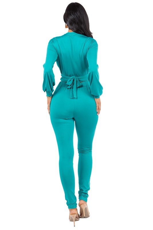 SEXY TWO PIECE PANT SET TEAL by By Claude | Fleurcouture