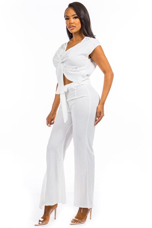 SEXY TWO PIECE PANT SET WHITE by By Claude | Fleurcouture