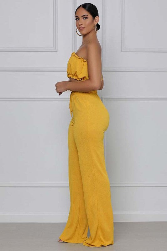 SEXY TWO PIECE PANT SET YELLOW by By Claude | Fleurcouture