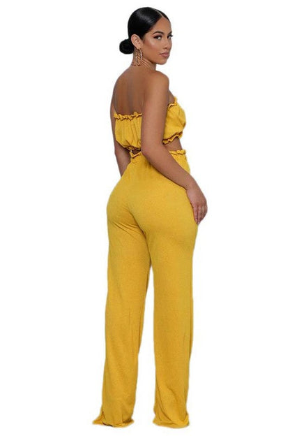 SEXY TWO PIECE PANT SET YELLOW by By Claude | Fleurcouture