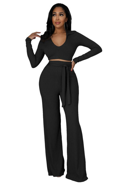 SEXY TWO PIECE PANTS SET BLACK S by By Claude | Fleurcouture