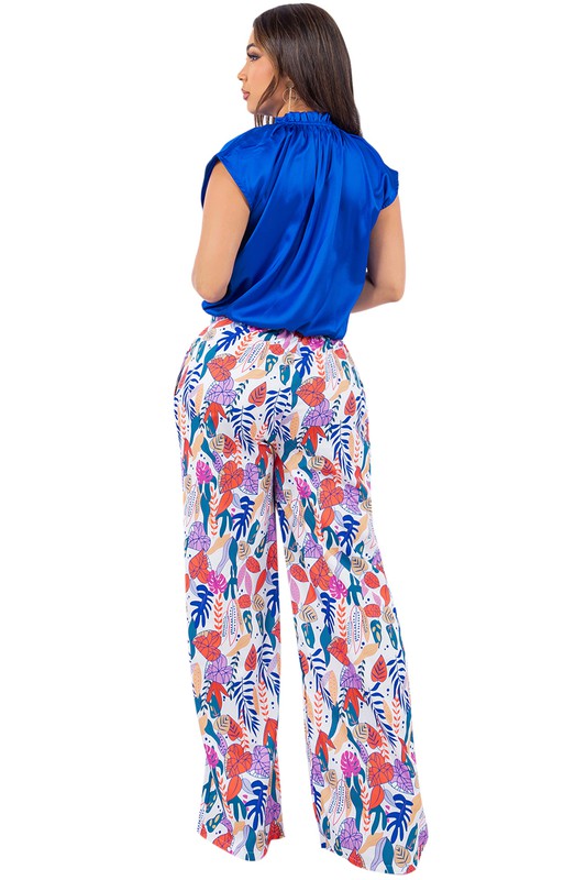 SEXY TWO PIECE PANTS SET BLUE FLORAL by By Claude | Fleurcouture