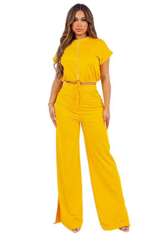 SEXY TWO PIECE SET TOP AND SHORT YELLOW by By Claude | Fleurcouture