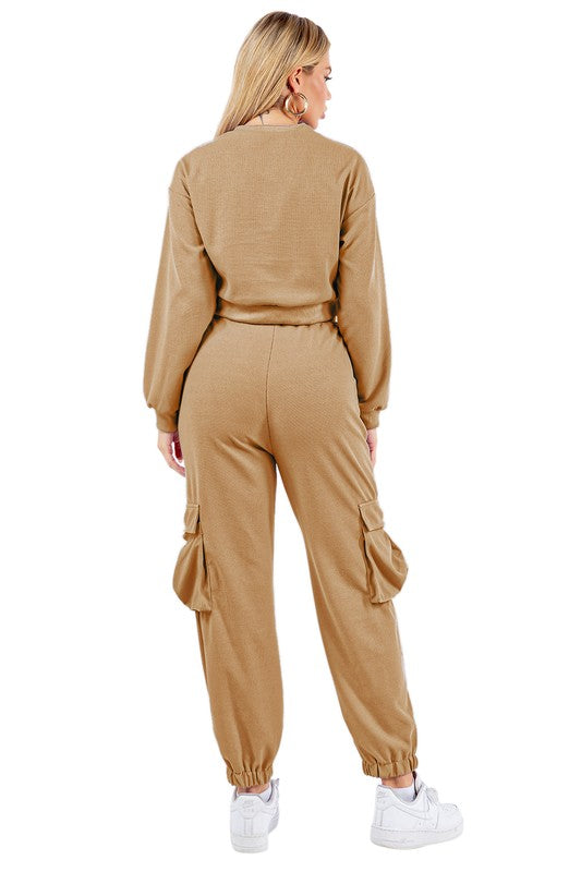 SEXY TWO PIECE SWEATSUITS KHAKI by By Claude | Fleurcouture