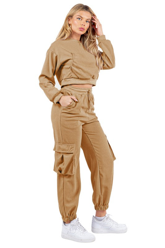 SEXY TWO PIECE SWEATSUITS KHAKI by By Claude | Fleurcouture