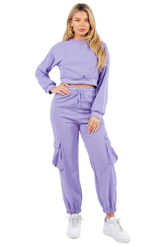 SEXY TWO PIECE SWEATSUITS LAVENDER by By Claude | Fleurcouture