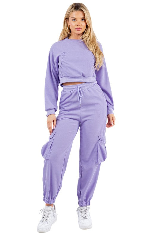 SEXY TWO PIECE SWEATSUITS LAVENDER S by By Claude | Fleurcouture