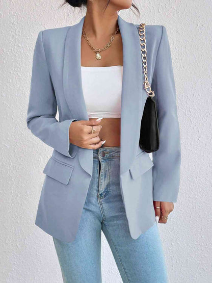 Shawl Collar Long Sleeve Blazer by Trendsi | Fleurcouture