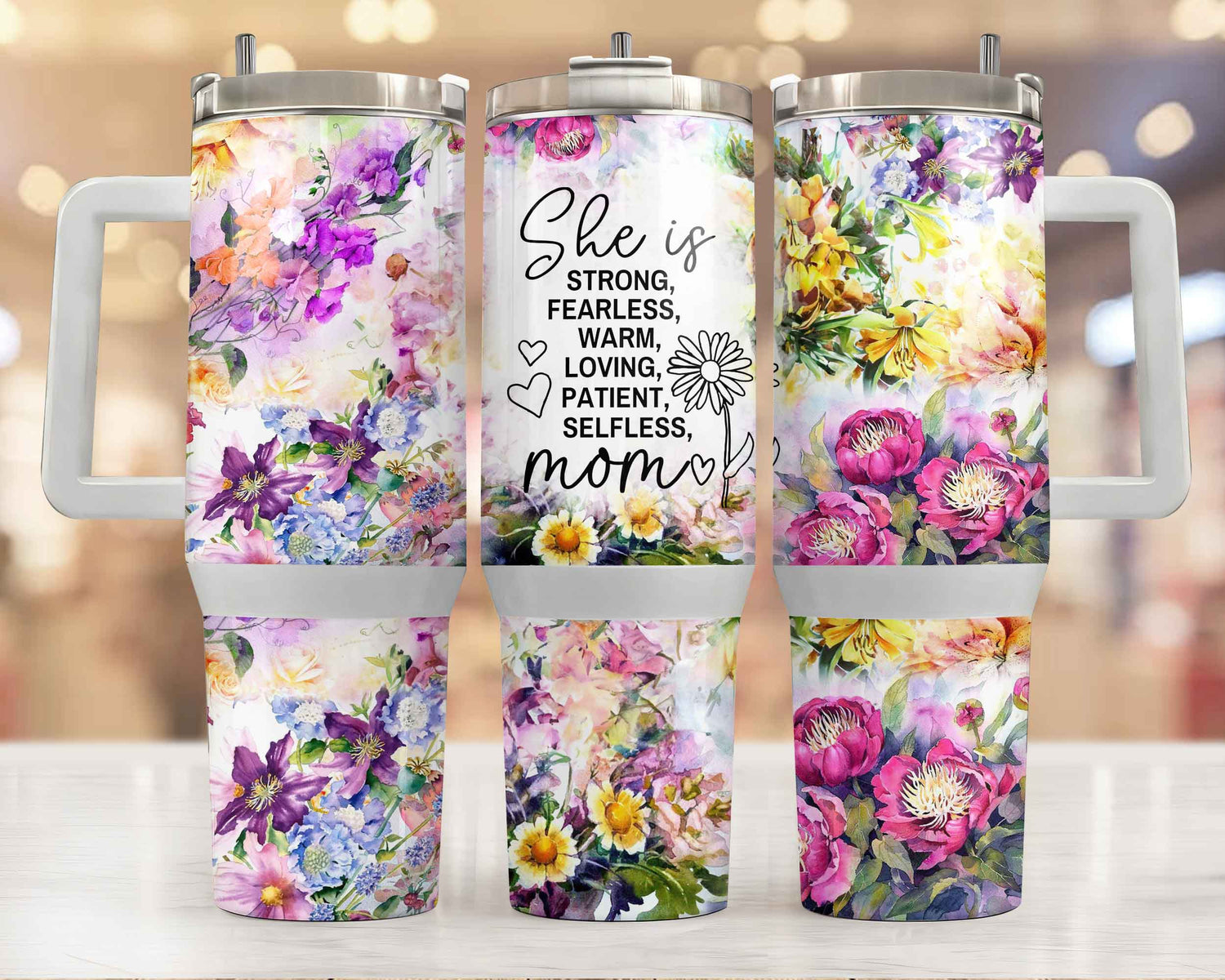 She Is Mom 40oz Tumbler Tumbler by Tea-Shirt Shoppe | Fleurcouture