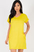 Short Cap Sleeve Pocket Mini T Shirt Dress Yellow S by Capella | Fleurcouture