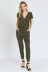 Short Sleeve Jogger Jumpsuit olive 1X by EG fashion | Fleurcouture