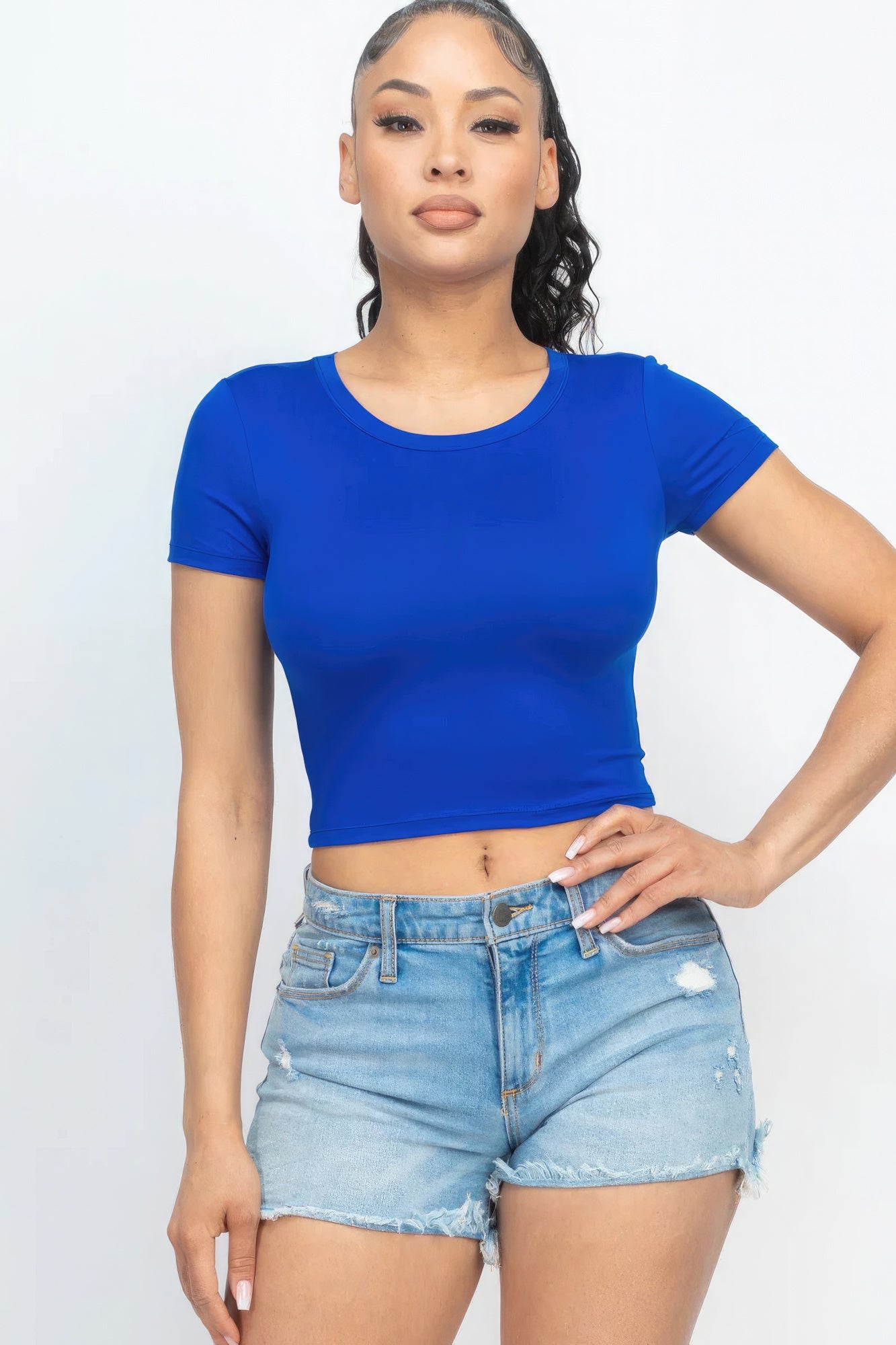 Short Sleeve Roundneck Crop Top Tops by Fleurcouture | Fleurcouture