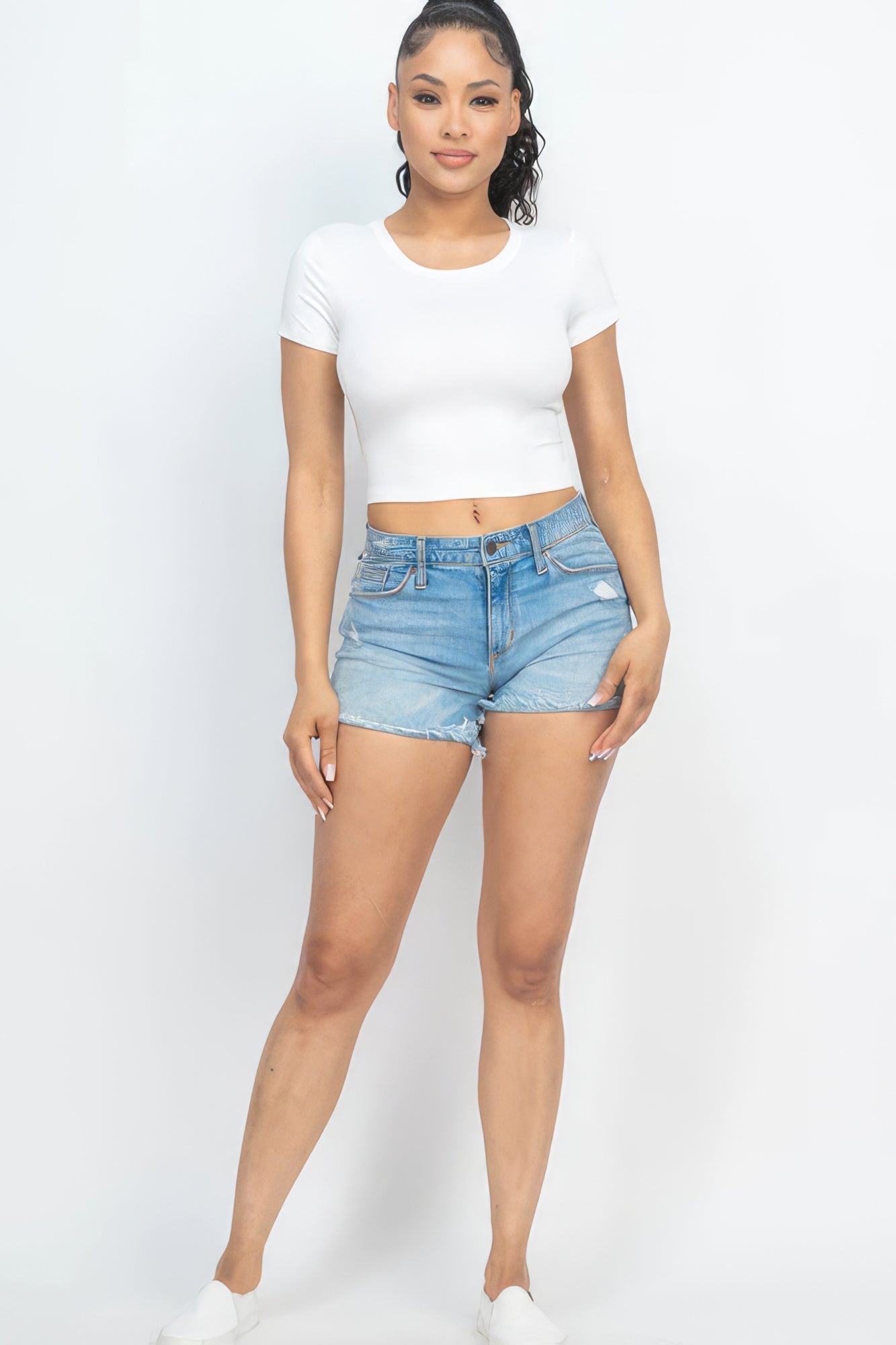 Short Sleeve Roundneck Crop Top Tops by Fleurcouture | Fleurcouture