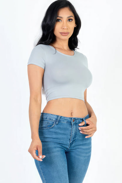 Short Sleeve Roundneck Crop Top Tops by Fleurcouture | Fleurcouture