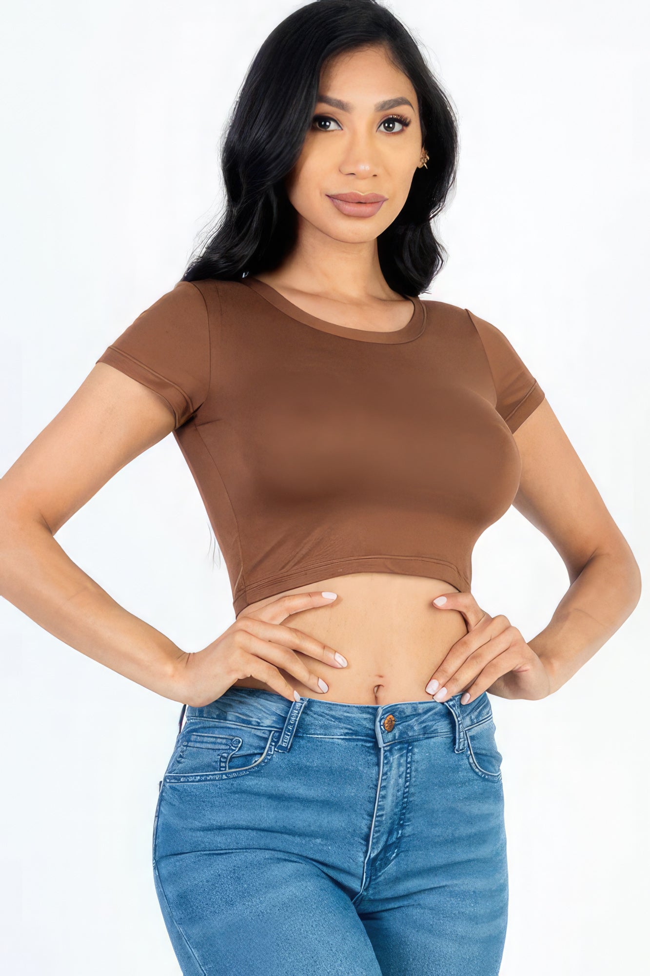 Short Sleeve Roundneck Crop Top Tops by Fleurcouture | Fleurcouture