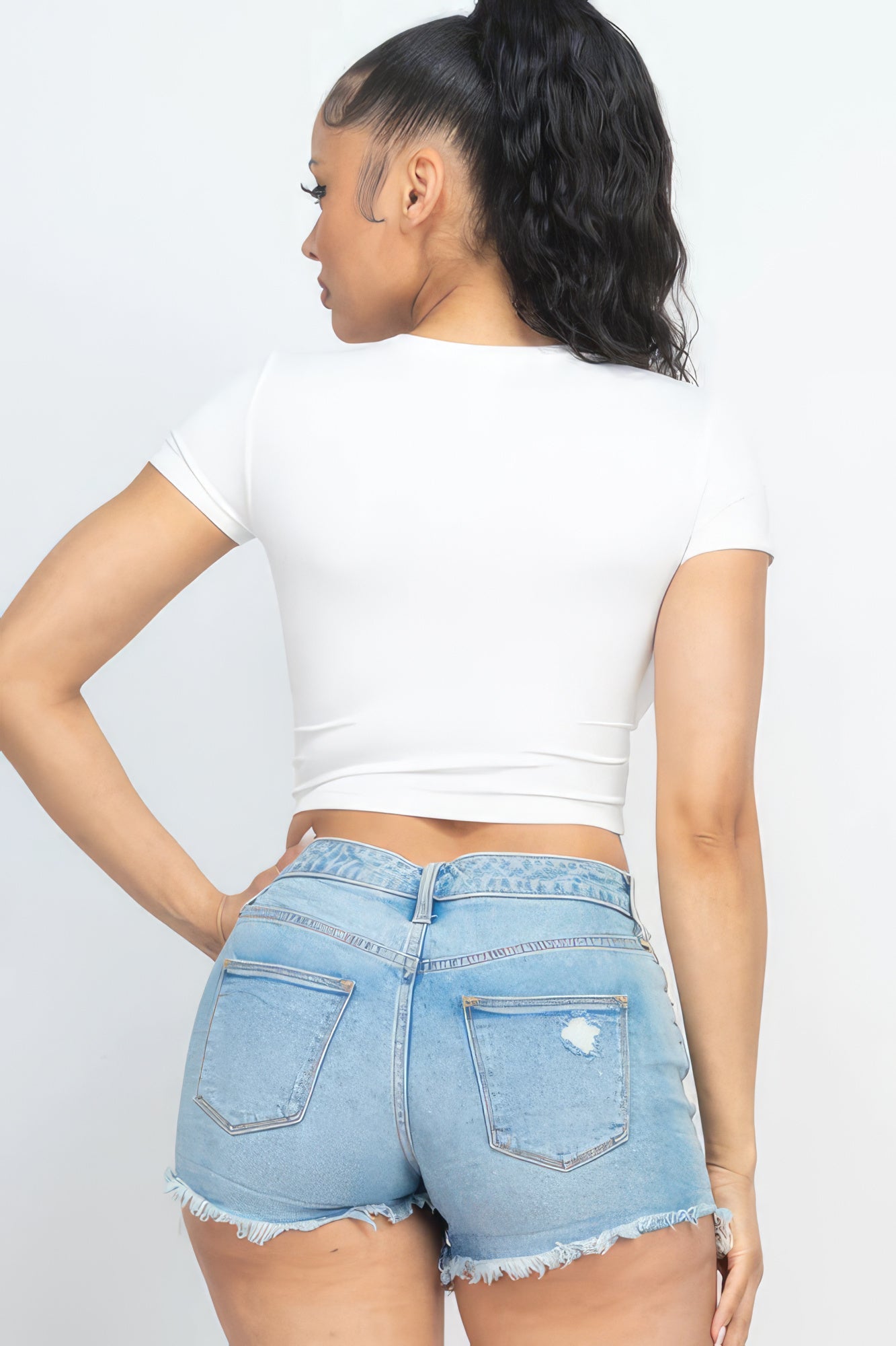 Short Sleeve Roundneck Crop Top Tops by Fleurcouture | Fleurcouture
