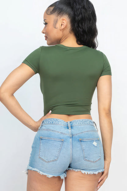 Short Sleeve Roundneck Crop Top Tops by Fleurcouture | Fleurcouture
