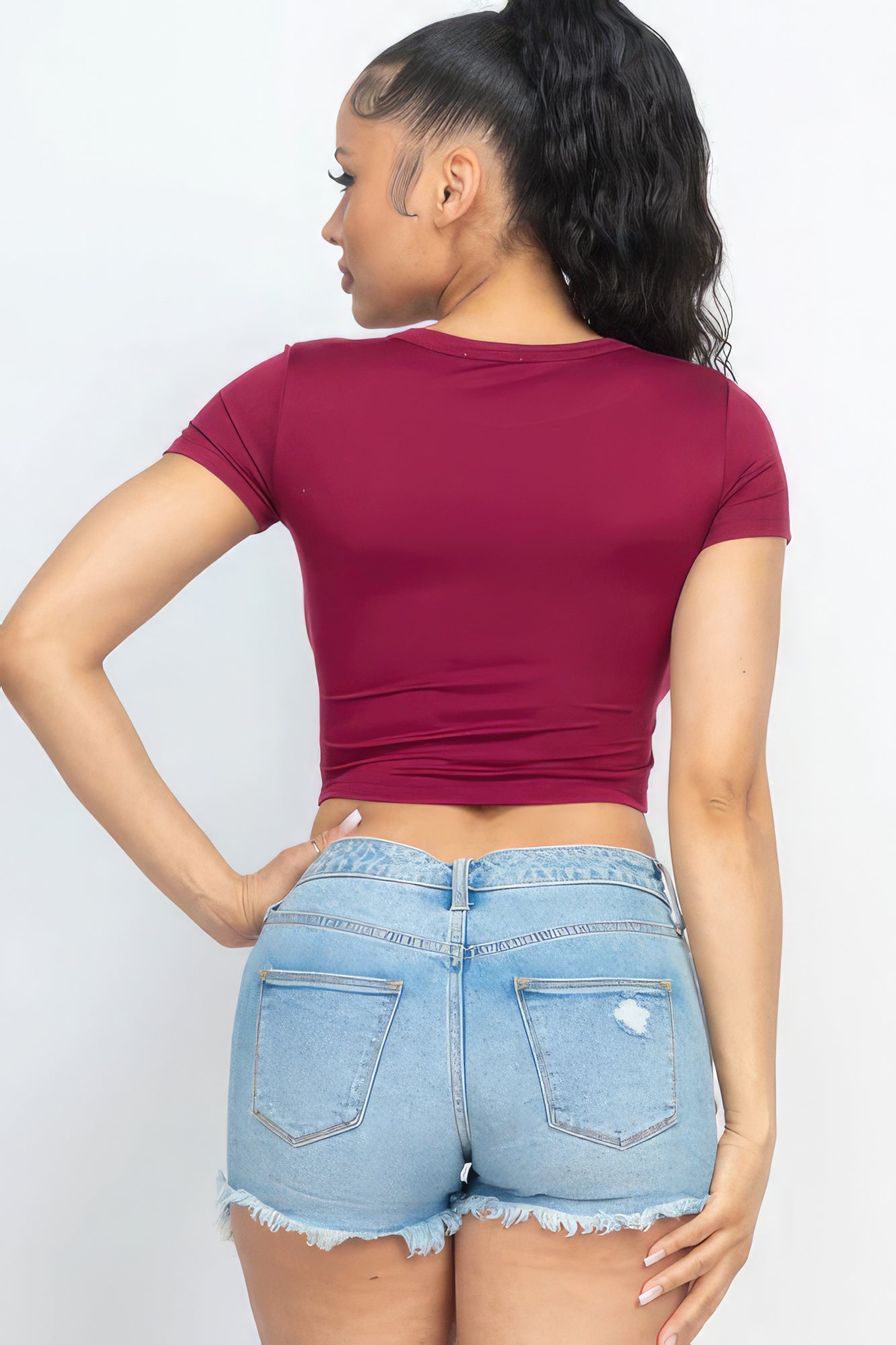 Short Sleeve Roundneck Crop Top Tops by Fleurcouture | Fleurcouture