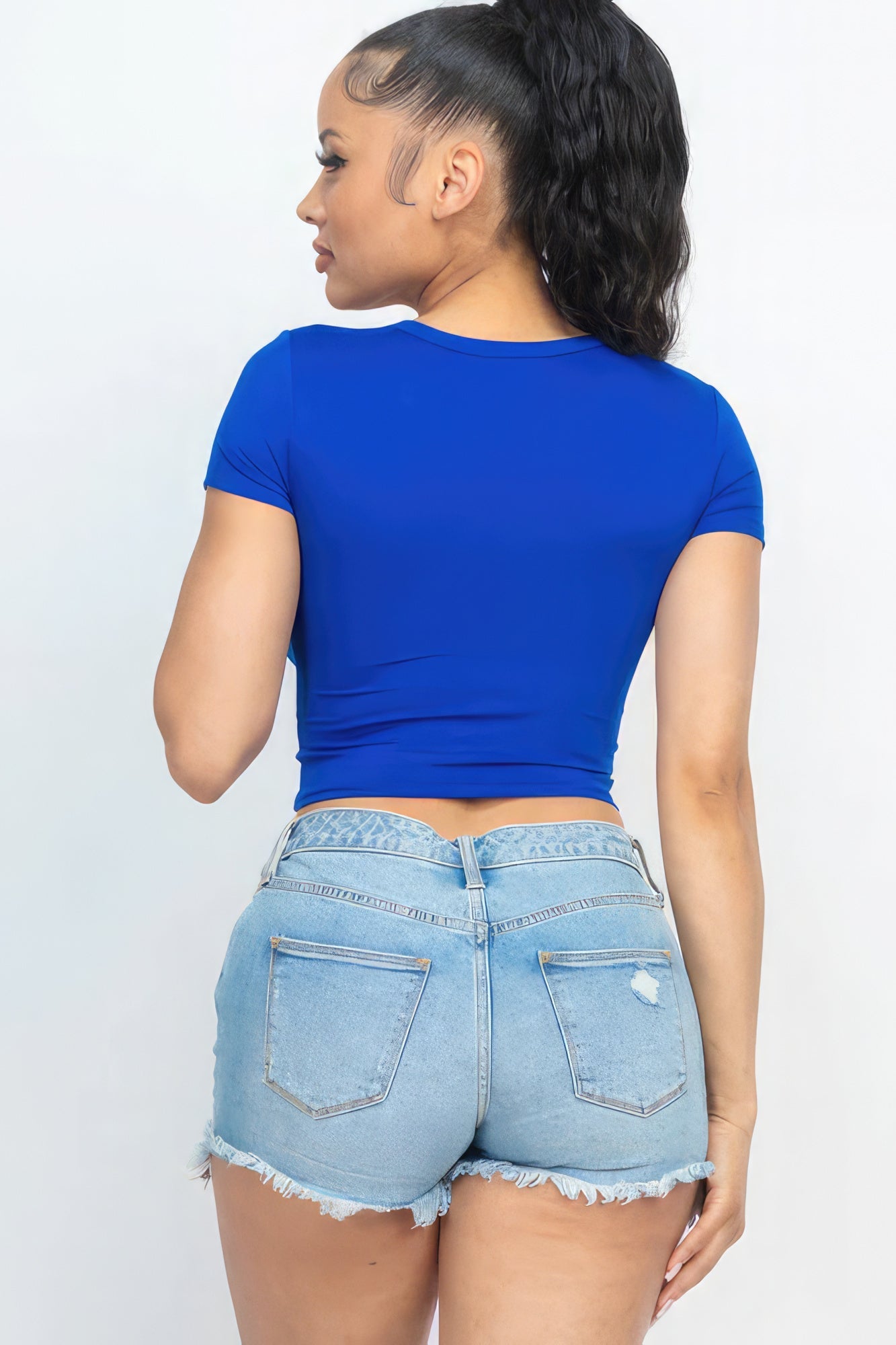 Short Sleeve Roundneck Crop Top Tops by Fleurcouture | Fleurcouture