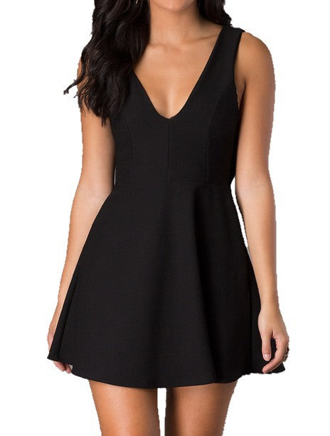 SHORT V-NECK SLEEVELESS A-LINE DRESS by Cheryl Creations | Fleurcouture