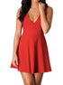 SHORT V-NECK SLEEVELESS A-LINE DRESS Red S by Cheryl Creations | Fleurcouture