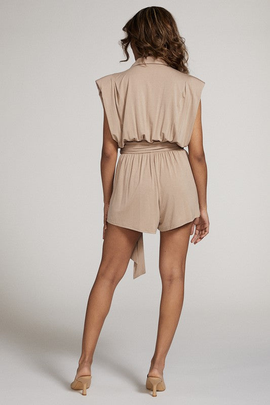 Shoulder pad romper sand by Miss Sparkling | Fleurcouture