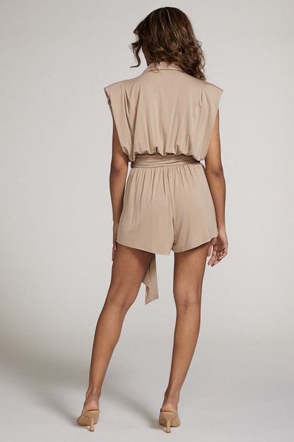 Shoulder pad romper sand by Miss Sparkling | Fleurcouture