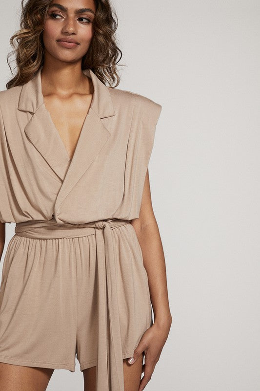 Shoulder pad romper sand by Miss Sparkling | Fleurcouture