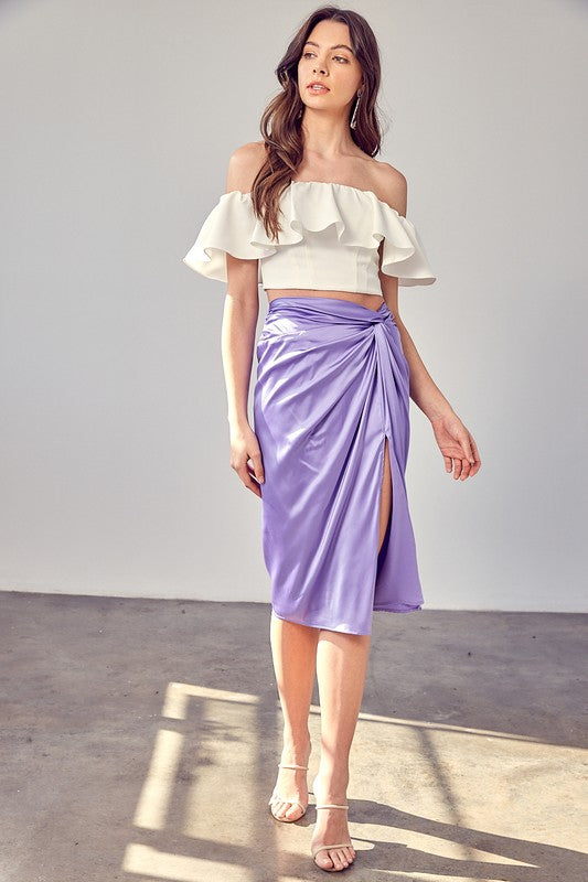 Side Gathered Slit Skirt by Do + Be Collection | Fleurcouture