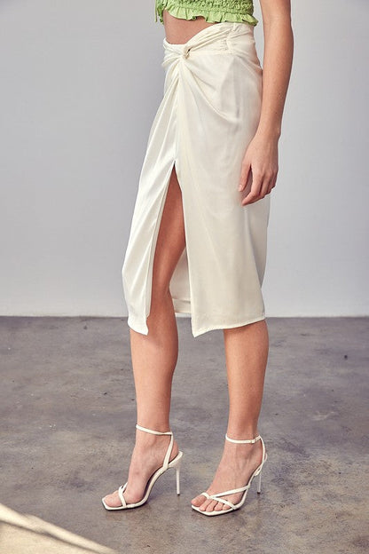 Side Gathered Slit Skirt by Do + Be Collection | Fleurcouture