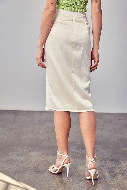 Side Gathered Slit Skirt by Do + Be Collection | Fleurcouture