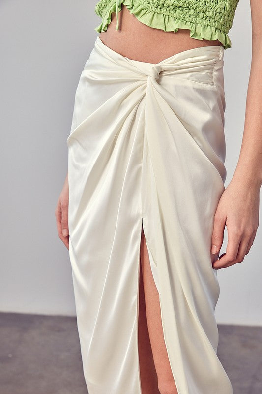 Side Gathered Slit Skirt by Do + Be Collection | Fleurcouture