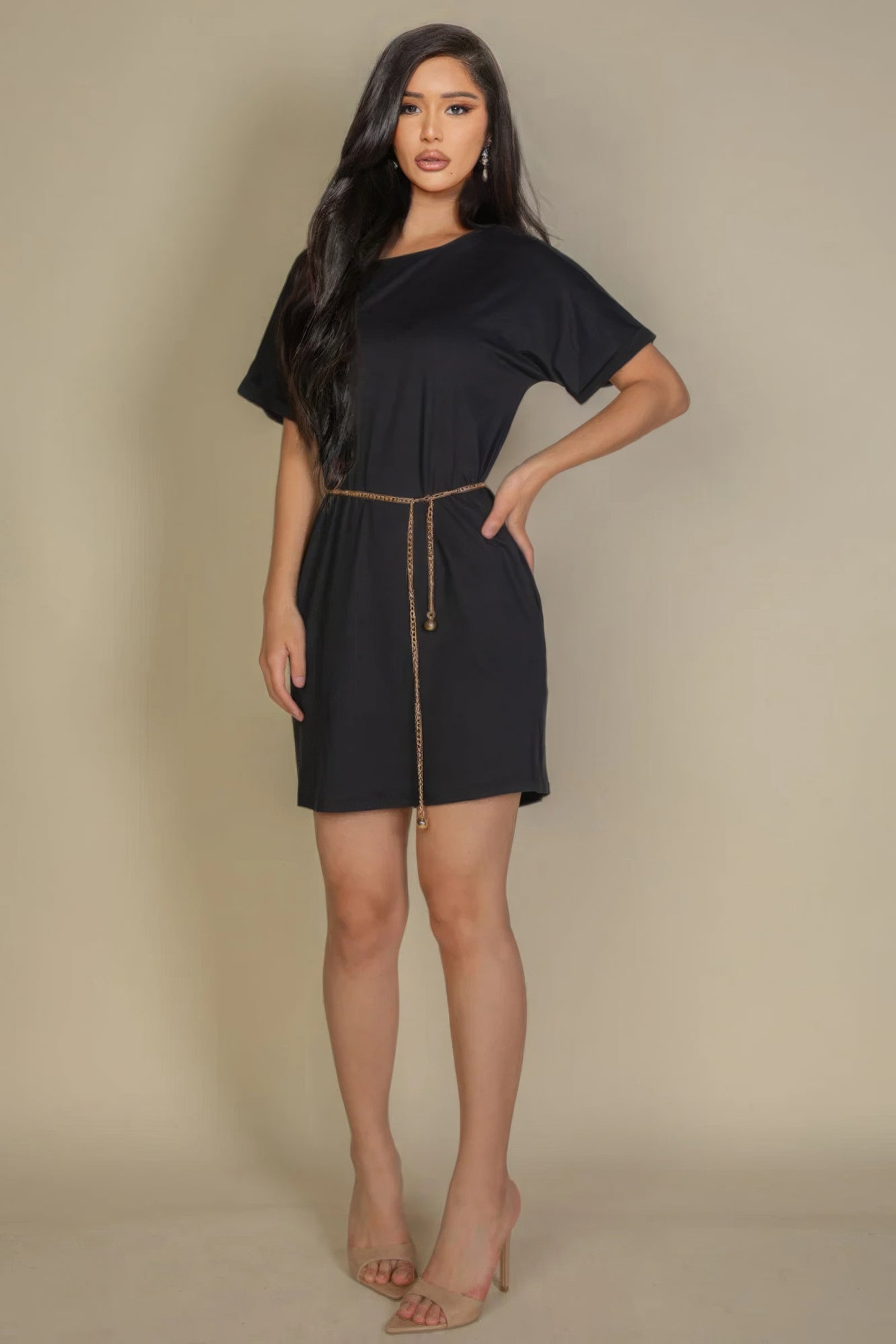 Side Pocket Double Folded Mini Dress by Fleurcouture | Fleurcouture