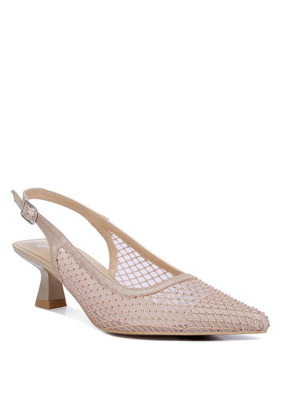 Siev Rhinestone Slingback Mules Beige US-5 / UK-3 / EU-36 by Rag Company | Fleurcouture