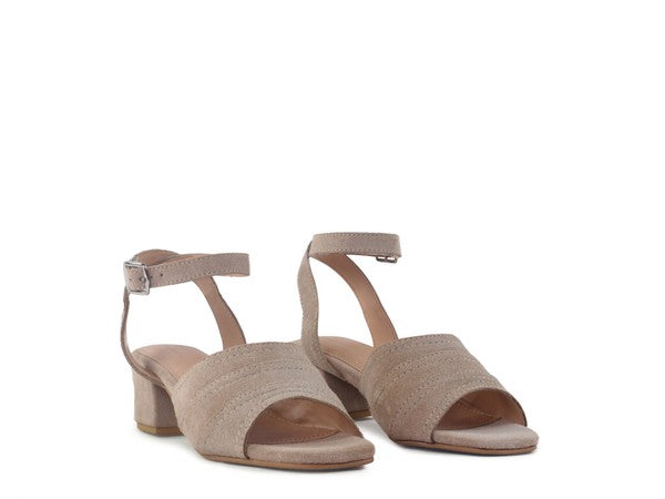 SIGRID FINE SUEDE BLOCK HEELED SANDAL IN NUDE Nude 8 by Rag Company | Fleurcouture