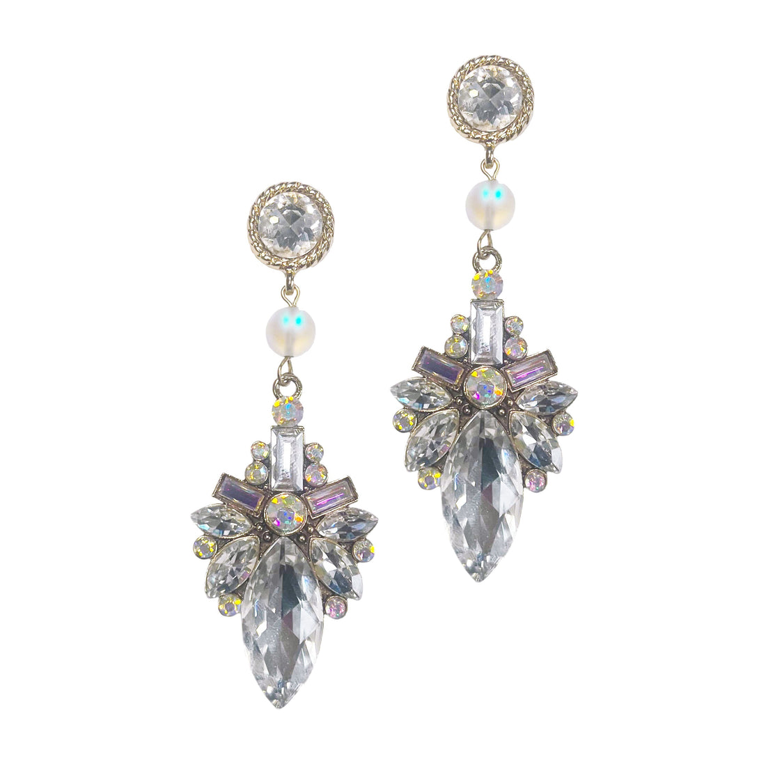 Silver and Crystal Chandelier Earrings Silver One Size Earrings by Grace &amp; Emma | Fleurcouture