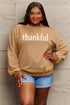 Simply Love Full Size THANKFUL Graphic Sweatshirt Tan S Sweater by Trendsi | Fleurcouture