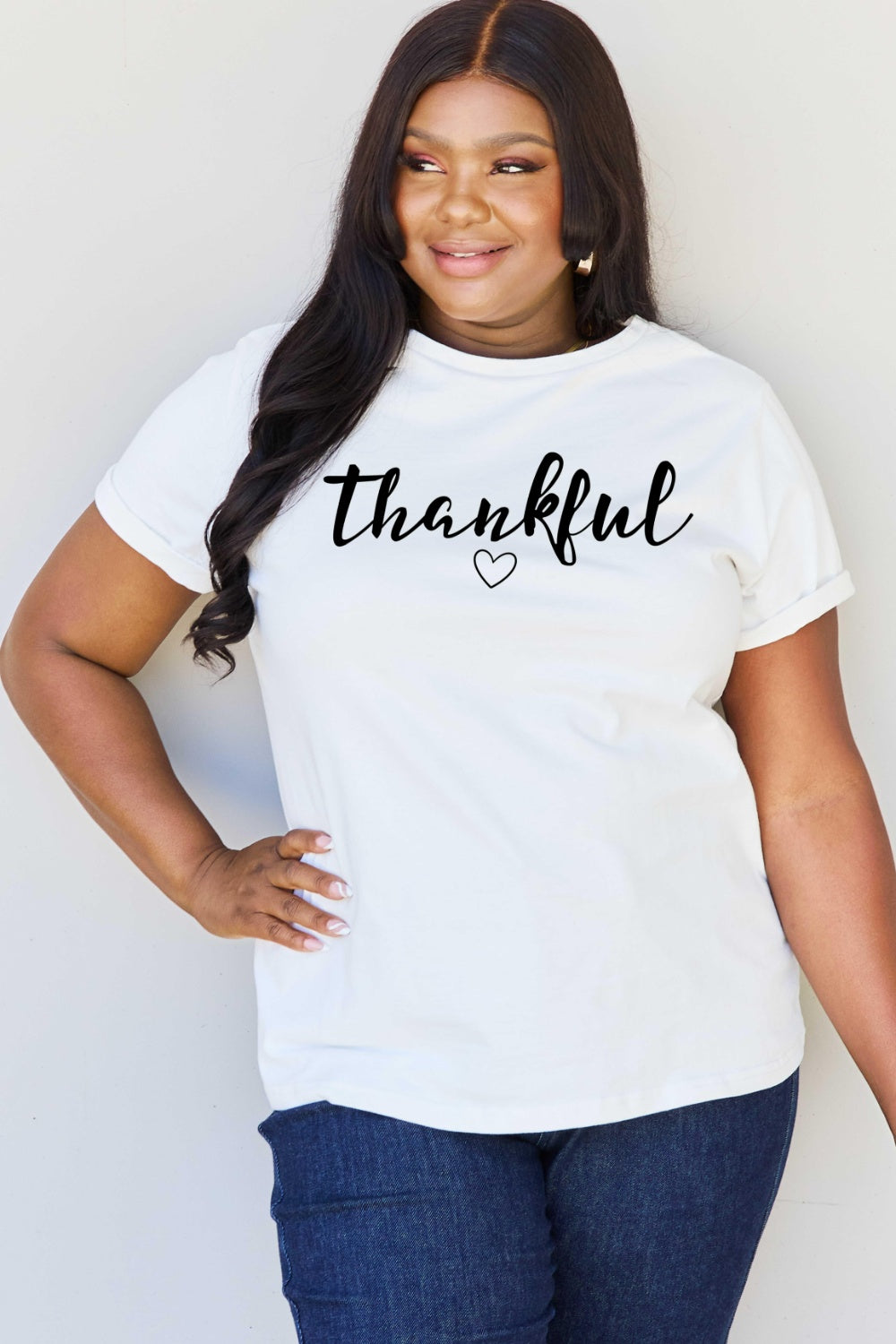 Simply Love Full Size THANKFUL Graphic T-Shirt Bleach S Sweater by Trendsi | Fleurcouture