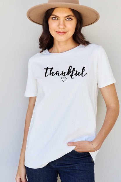 Simply Love Full Size THANKFUL Graphic T-Shirt Sweater by Trendsi | Fleurcouture