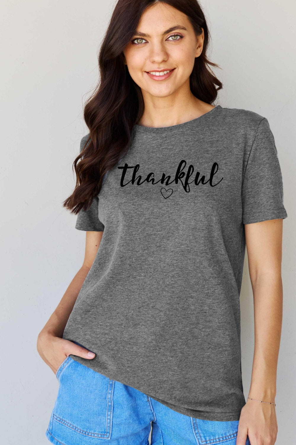 Simply Love Full Size THANKFUL Graphic T-Shirt Sweater by Trendsi | Fleurcouture