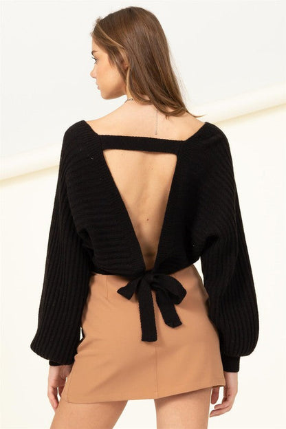 Simply Stunning Tie-Back Cropped Sweater Top by HYFVE | Fleurcouture