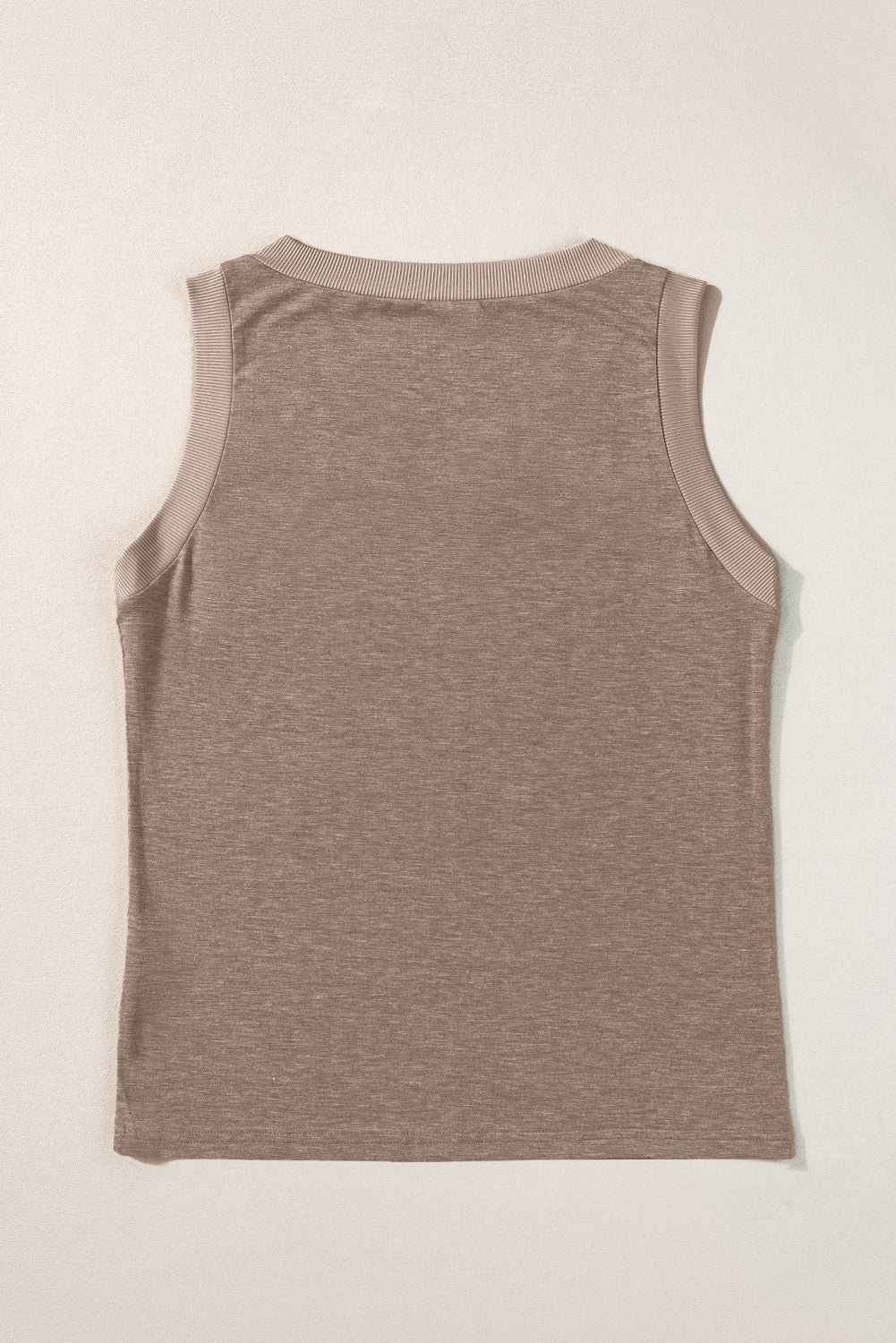 Simply Taupe Ribbed V Neck Tank Simply Taupe 65%Polyester+30%Viscose+5%Elastane Tops/Tank Tops by Fleurcouture | Fleurcouture