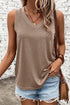 Simply Taupe Ribbed V Neck Tank Simply Taupe S 65%Polyester+30%Viscose+5%Elastane Tops/Tank Tops by Fleurcouture | Fleurcouture