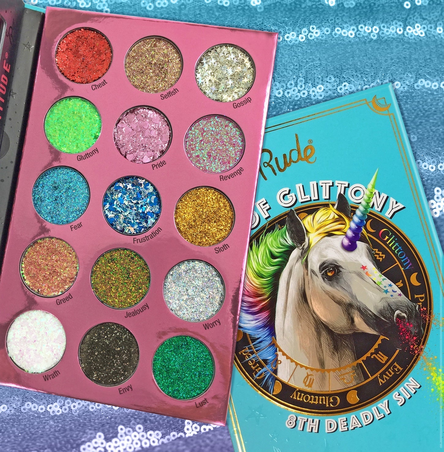 Sin of Glittony Glitter Palette Face Palettes by Rude Cosmetics | Fleurcouture