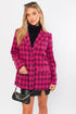 Single Button Blazer Coat FUCHSIA PLAID XS by LE LIS | Fleurcouture