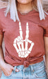 Skeleton Peace Sign Graphic Tee PLUS Heather Clay XXL by Kissed Apparel | Fleurcouture